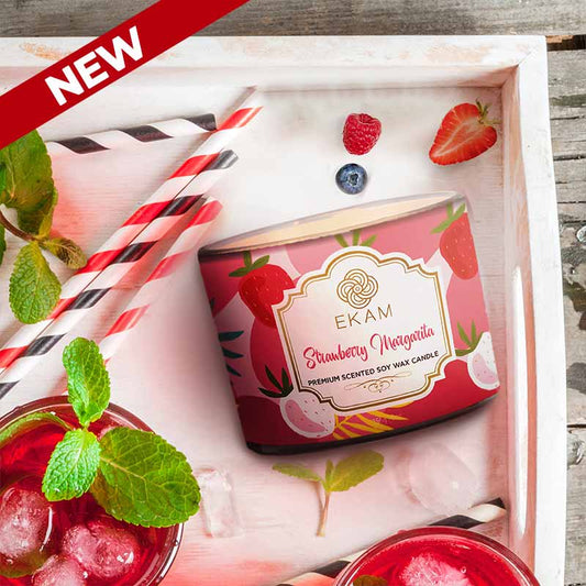 Strawberry Margarita 3 Wick Soy Wax Scented Candle