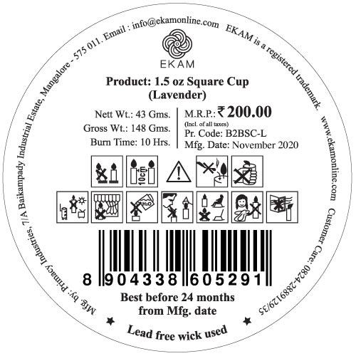 Lavender Square Cup Scented Candle