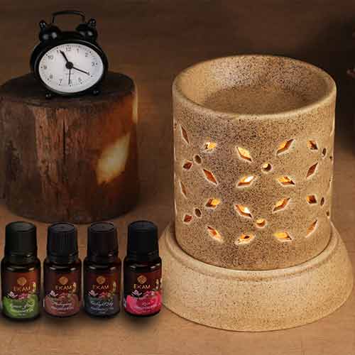 Electric Oil Warmer With Free 4 Pack Fragrance Oil (COB-249 BROWN)