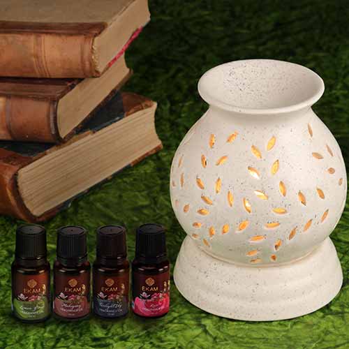 Electric Oil Warmer with Free 4 Pack Fragrance Oil (COB-285 WHITE)