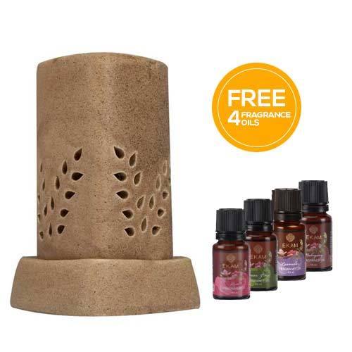 Electric Oil Warmer with Free 4 Pack Fragrance Oil (COB-250 BROWN)