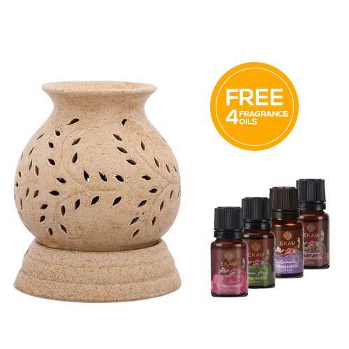 Electric Oil Warmer with Free 4 Pack Fragrance Oil (COB-285 BROWN)