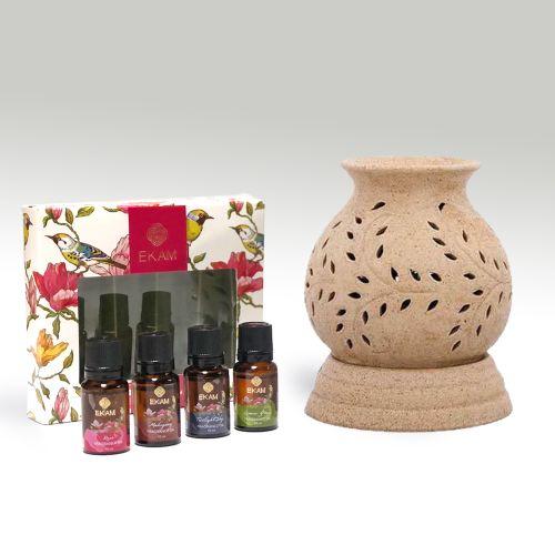 Electric Oil Warmer with Free 4 Pack Fragrance Oil (COB-285 BROWN)