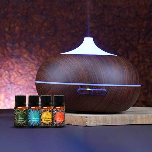 Ultrasonic Aroma Diffuser with 4 Mandala Series Fragrance Oils (GX-12K DW)