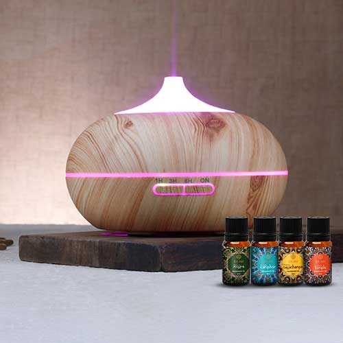 Ultrasonic Aroma Diffuser with 4 Mandala Series Fragrance Oils (GX-12K LW)