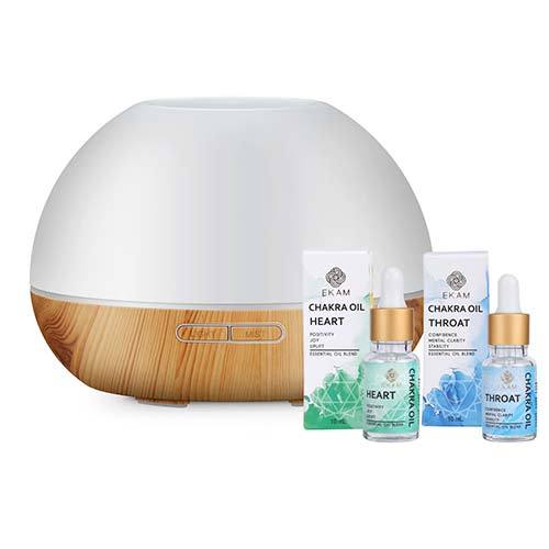 Chakra Series Aroma Diffuser Kit with Heart & Throat Chakra Oils (GX-19K)