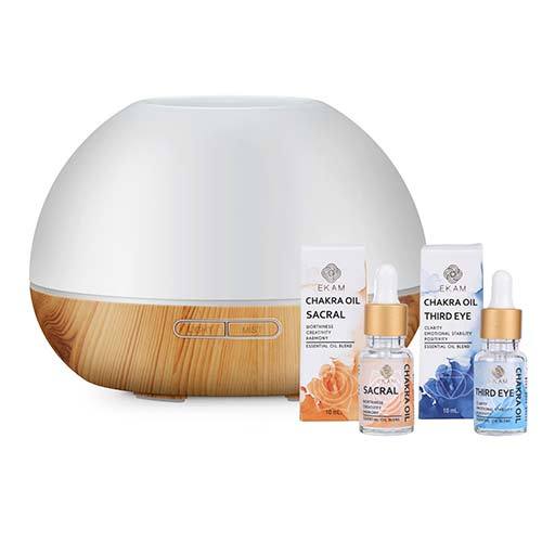 Chakra Series Aroma Diffuser Kit with Third Eye & Sacral Chakra Oils (GX-19K)