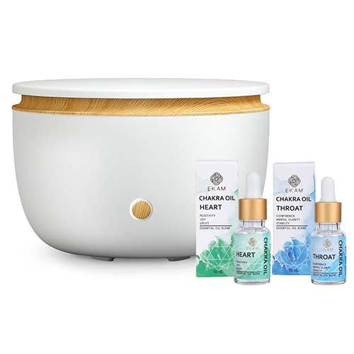 Chakra Series Aroma Diffuser Kit with Heart & Throat Chakra Oils (GX-28K)