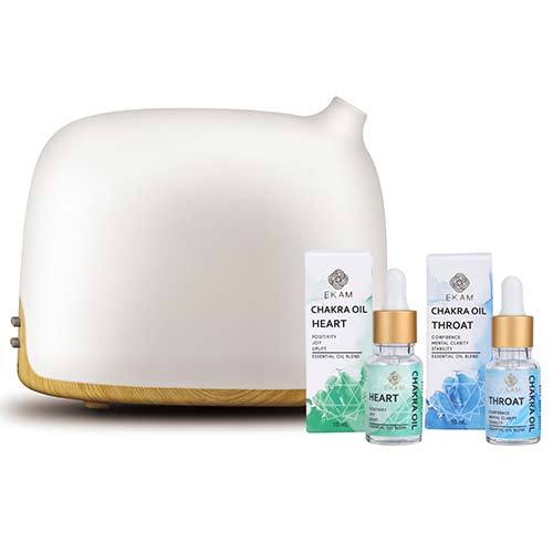 Chakra Series Aroma Diffuser Kit with Heart & Throat Chakra Oils (GX-29K)