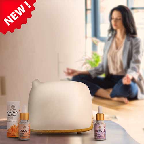 Chakra Series Aroma Diffuser Kit with Sacral & Crown Chakra Oils (GX-29K)