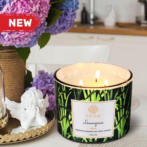 Lemongrass 3 Wick Soy Wax Scented Candle