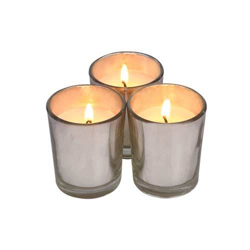 Metallic Finish Shot Glass Candles, Set of 3