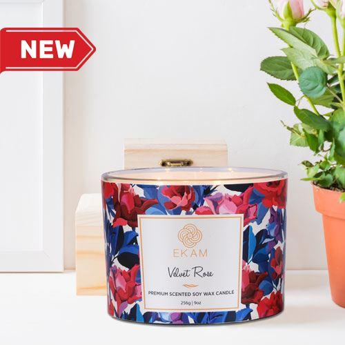 Velvet Rose 3 Wick Soy Wax Scented Candle