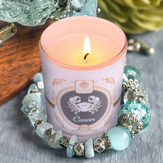 Cancer Zodiac Scented Candle, Jasmine & Lilly
