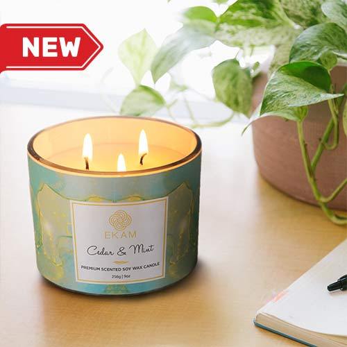 Cedar & Mint 3 Wick Soy Wax Scented Candle