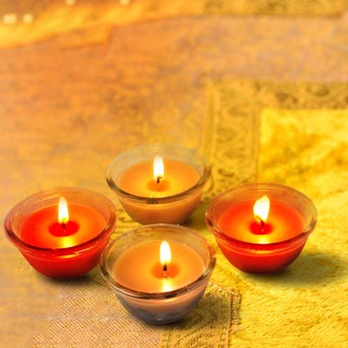 Scented Glass Diya Candles, Set of 4