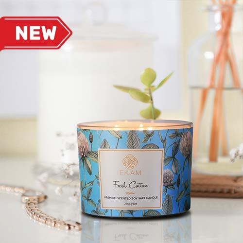 Fresh Cotton 3 Wick Soy Wax Scented Candle