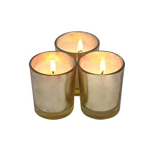 Metallic Finish Shot Glass Candles, Set of 3