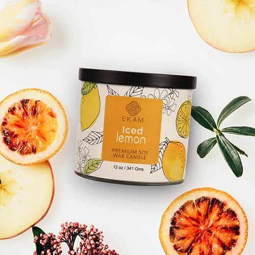 Iced Lemon Premium Soy Wax Candle, Fruity Series