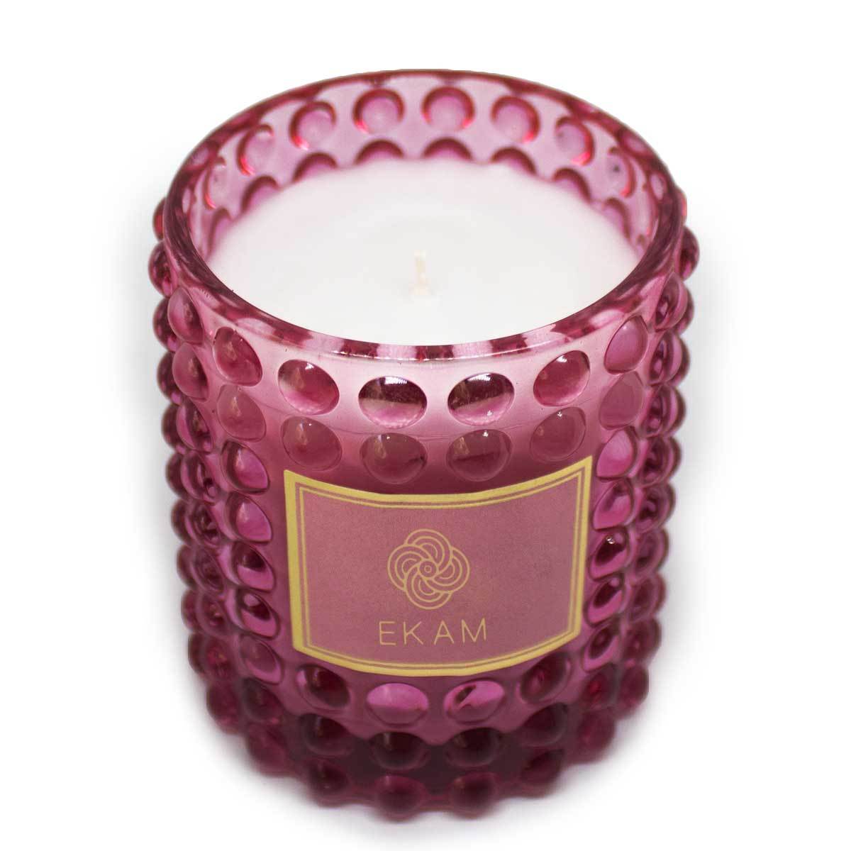 Twilight Gardenia Hobnail Jar Scented Candle, Pink