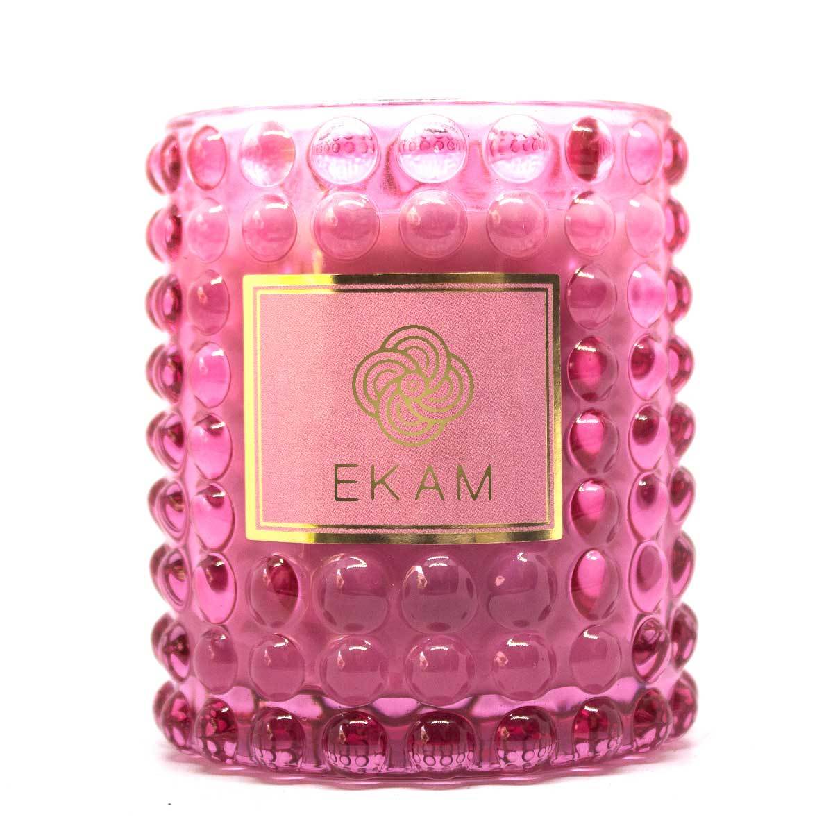 Twilight Gardenia Hobnail Jar Scented Candle, Pink