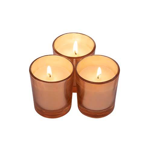 Metallic Finish Shot Glass Candles, Set of 3