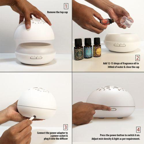 Dynamic Aroma Diffuser with 4 Mandala Series Fragrance Oils (GX-21K W)